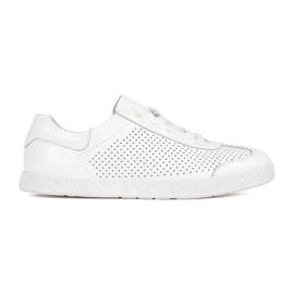 Goodin Sneaker bianche openwork fatte in pelle naturale bianco