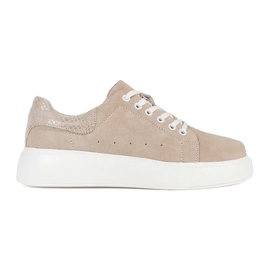 Goodin Sneaker in pelle beige su una suola spessa