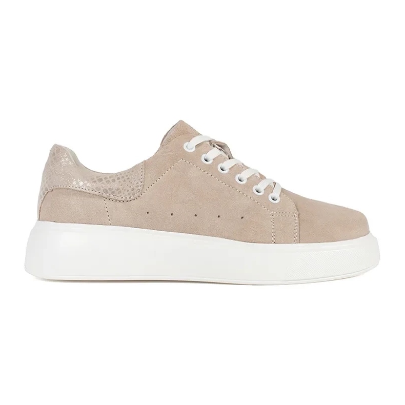 Goodin Sneaker in pelle beige su una suola spessa