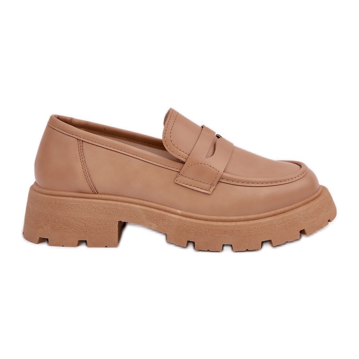 Mocassini da donna con beige in pelle ecologica