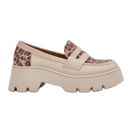 Zazoo Mocassini in pelle da donna leggera beige
