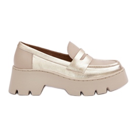 Zazoo Flat -Eel Women's Leather Fickers Golden d'oro