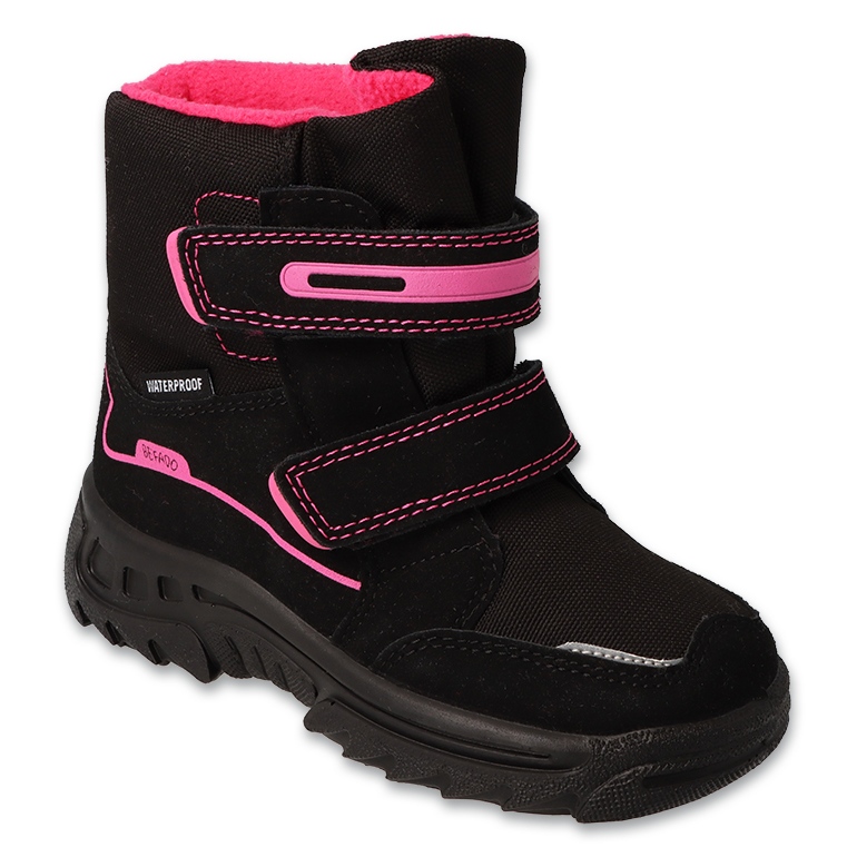 Scarpe da trekking Befado con velcro e membrana 615X003, nere e rosa nero