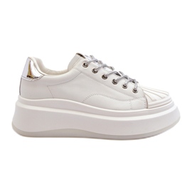Sneakers in pelle sportiva femminile sulla piattaforma bianca Goe NN2N4033