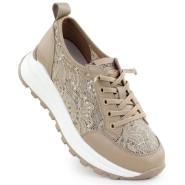 Sneaker scarpe con Vinceza Lace 66783 beige