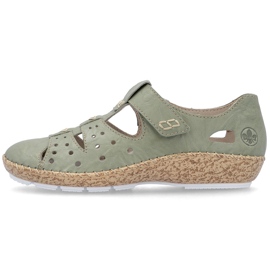 Scarpe da donna con velcro, Openwork Green Rieker 44852-52 verde