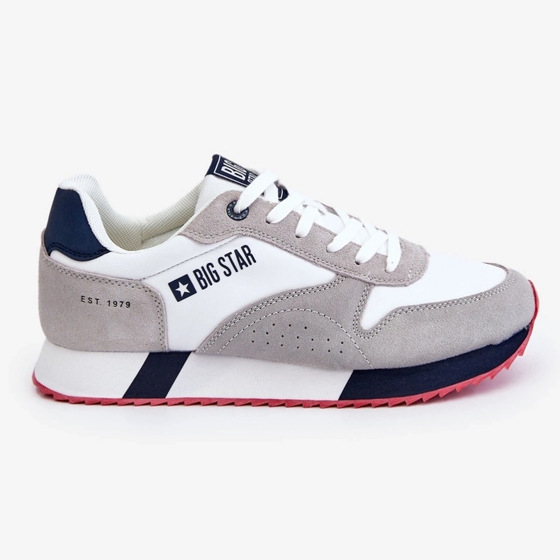 Scarpe sportive da uomo Memory Foam Big Star LL174160 White con grigio bianca