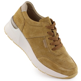 Sneaker in pelle sui zeppe Camel Sergio Leone SP104 beige