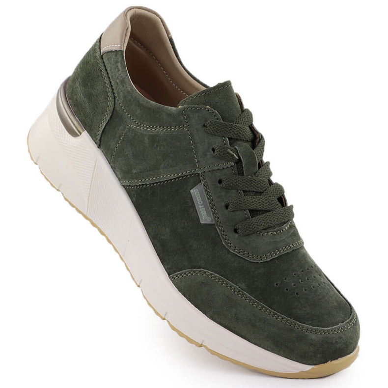 Sneaker in pelle su cuneo Sergio Leone SP104 Celette in pelle scamosciata verde