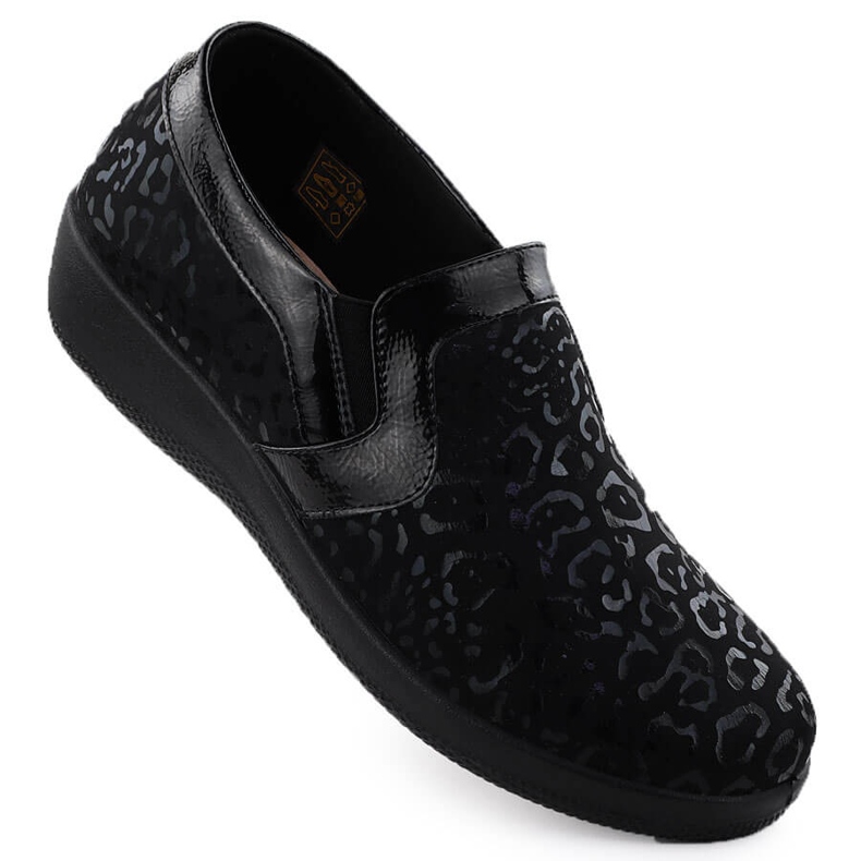 Unisoft Scarpe comode da donna in leopardo stampati inseriti unsoft 8910 nero