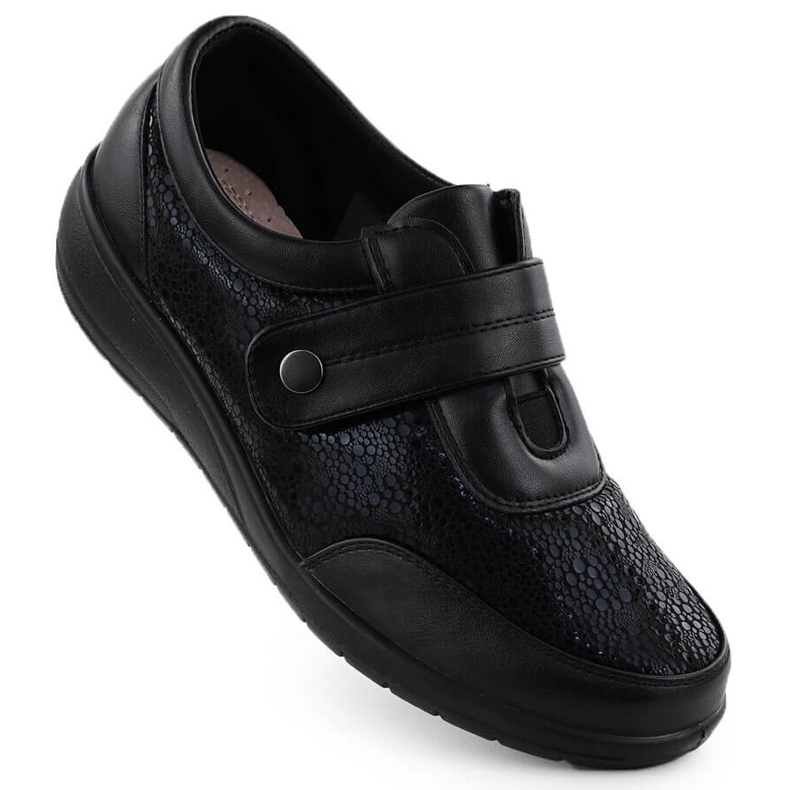Scarpe comode da donna con velcro Black Unisoft 9022 nero