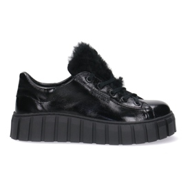 Scarpe in pelle da donna Pollonus Black Pour 5-1578-005 nero