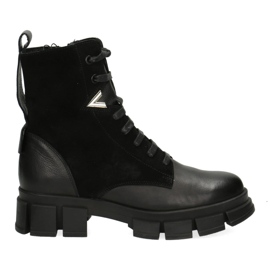 Polbut Stivali in pelle isolati da donna Pollonus Black Verona+Velor 5-1583-002 nero