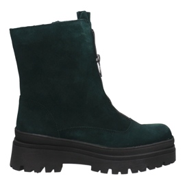 Stivali da donna in pelle pollonus bottiglia verde 5-1601-003