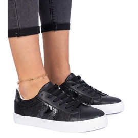 Sneaker nere con un motivo animale decorato con glitter nero