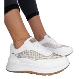 Sneaker da donna bianca con zirconi bianco