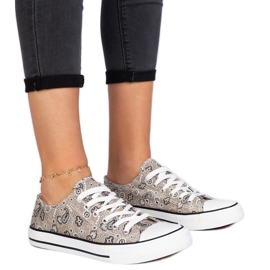 Sneaker materiali da donna marrone in stile azteco