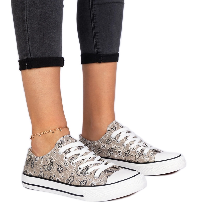 Sneaker materiali da donna marrone in stile azteco