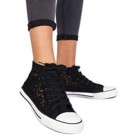 Sneaker femminili di neri openwork nero