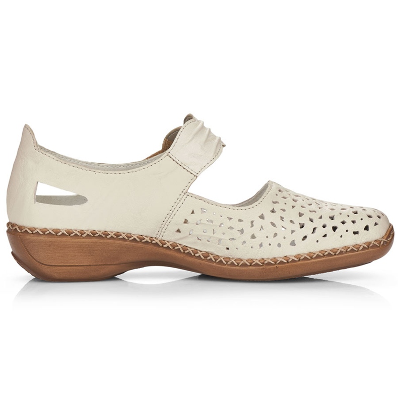 Scarpe in pelle beige per velcro beige rieker 41399-14