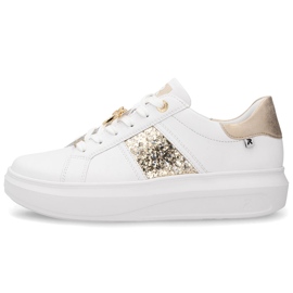 Sneaker in pelle da donna sulla piattaforma bianca Rieker 1202-82 bianco