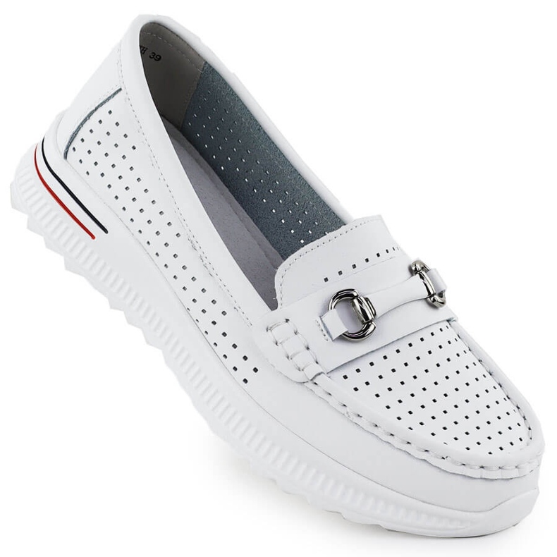 Scarpe in pelle aperta, mocassini bianchi Vinceza 95331 bianca