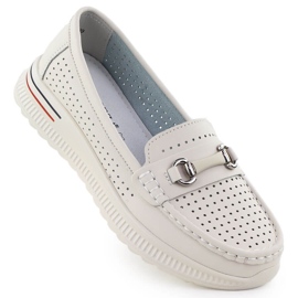 Scarpe in pelle aperta, mocassini beige Vinceza 95331