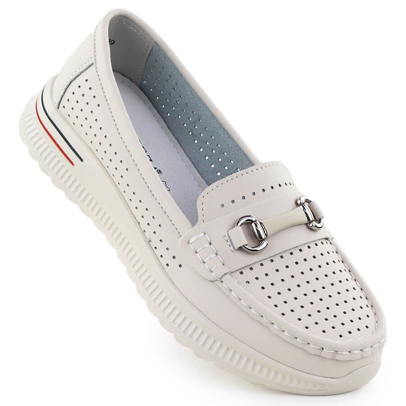Scarpe in pelle aperta, mocassini beige Vinceza 95331