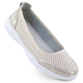 Ballerina in pelle Openwork Comfort Beige Vinceza 95323