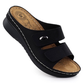 Infradito da donna su cuneo -Black Evento Black Regolable 1602 nero