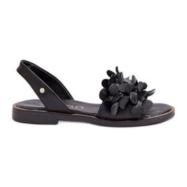 Sandali in pelle con tacchi piatti Zazoo 40425 Nero