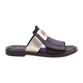 Eleganti infradito in pelle naturale Zazoo 40423 Nero