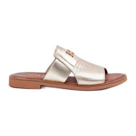 Eleganti pantofole in pelle naturale Zazoo 40423 Zloty d'oro