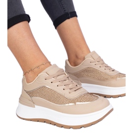Sneaker femminili marroni con zirconi marrone