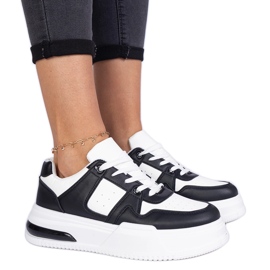 Sneakers da donna bianche e nere con suola spessa bianco