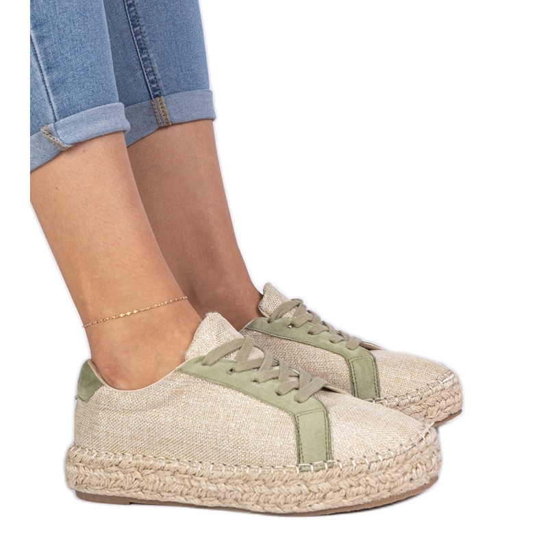 Green Women's Lace -Up Espadrilles verde