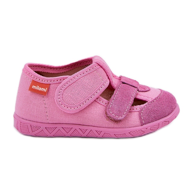 Pantofole per bambini per velcro rosa