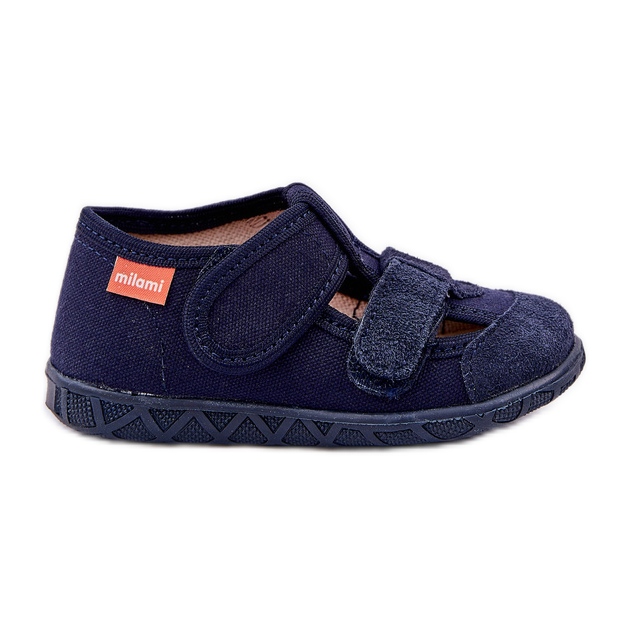 Pantofole per bambini per velcro blu navy