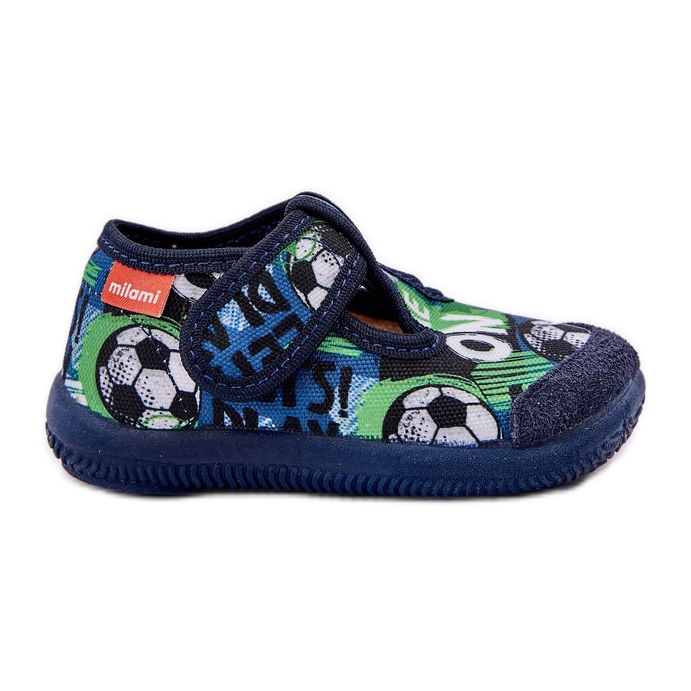 Pantofole per bambini flessibili per palline in velcro navy blu