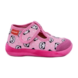Pantofole milami flessibile panda rosa appetto velcro