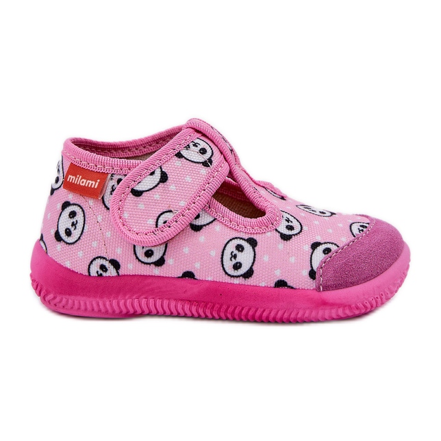 Pantofole milami flessibile panda rosa appetto velcro