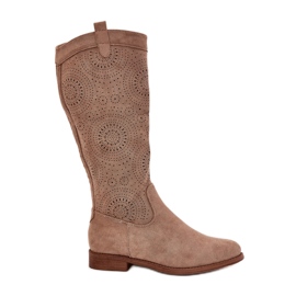 S.Barski Stivali con un tallone piatto aperto S. Barski Hy51-860 beige
