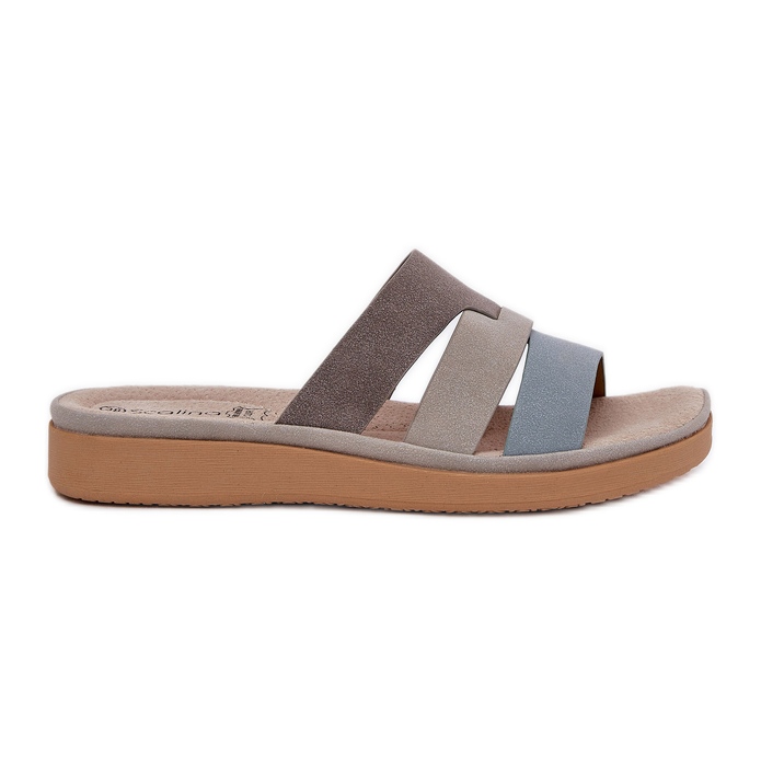 Comodi pantofole da donna blu beige