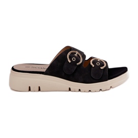 Zeppe da donna leggero con fibbie nere nero
