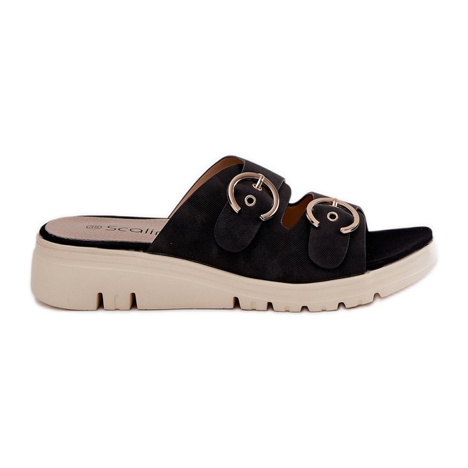 Zeppe da donna leggero con fibbie nere nero