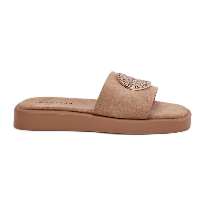 Pantofole da donna con beige di decorazione dorata