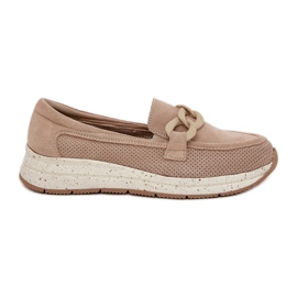 S.Barski Mocassini in pelle scamosciata sulla piattaforma con D&amp;A TW552 Beige Chain