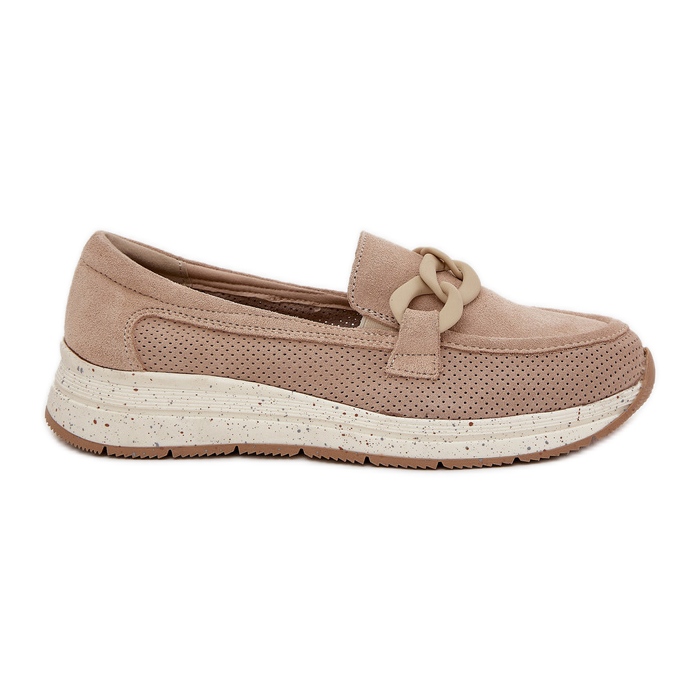 S.Barski Mocassini in pelle scamosciata sulla piattaforma con D&amp;A TW552 Beige Chain