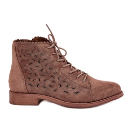S.Barski Stivali bassi con un modello di lavoro aperto S. Barski Hy51-185 Brown marrone