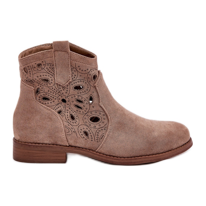 Stivali Openwork Women's Openwork con Zipper Beige S.Barski Hy42-081